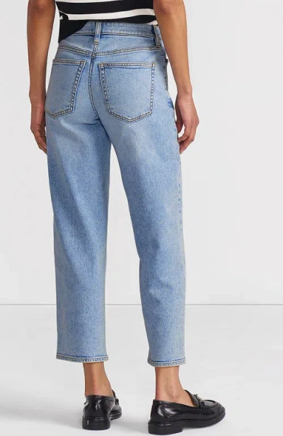 Lands' End Soft Denim Mid Rise Relaxed Straight Crop Jeans In Multi