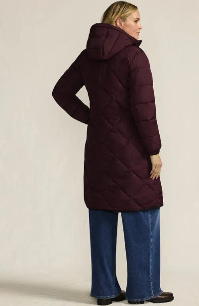 Lands' End Plus Size Featherfree Insulated Diamond Quilted Maxi Coat In Red