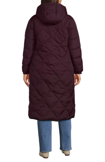 Lands' End Plus Size Featherfree Insulated Diamond Quilted Maxi Coat In Red