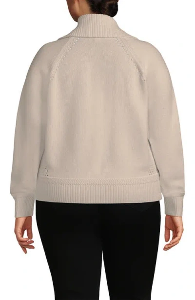 Lands' End Drifter Large Collar Zip Front Cardigan Sweater In Neutral