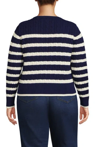 Lands' End Drifter Modern Cable Crew Sweater In Blue