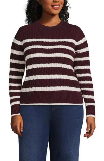 Lands' End Plus Size Drifter Modern Cable Crew Sweater In Multi
