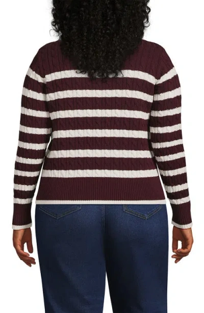 Lands' End Plus Size Drifter Modern Cable Crew Sweater In Multi