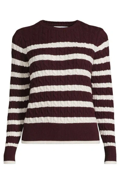 Lands' End Plus Size Drifter Modern Cable Crew Sweater In Multi