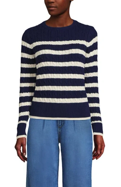 Lands' End Drifter Modern Cable Crew Sweater In Multi
