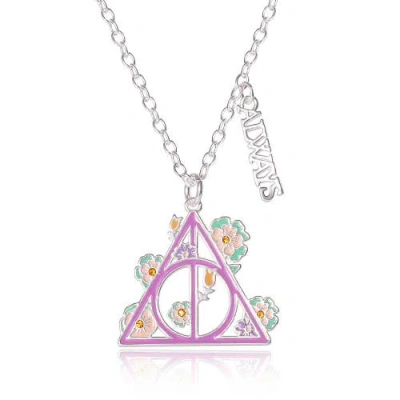 Harry Potter Botanical Deathly Hallows Necklace, 16"+2" In Metallic