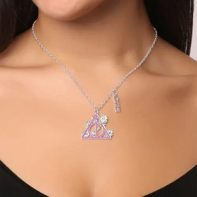 Harry Potter Botanical Deathly Hallows Necklace, 16"+2" In Metallic