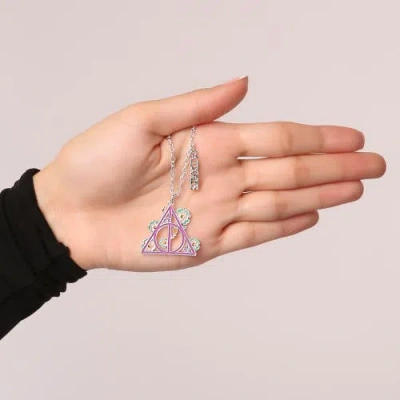 Harry Potter Botanical Deathly Hallows Necklace, 16"+2" In Metallic