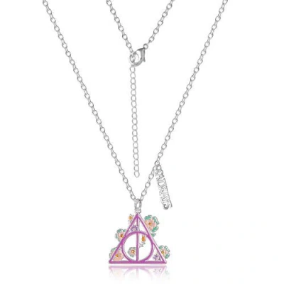 Harry Potter Botanical Deathly Hallows Necklace, 16"+2" In Metallic