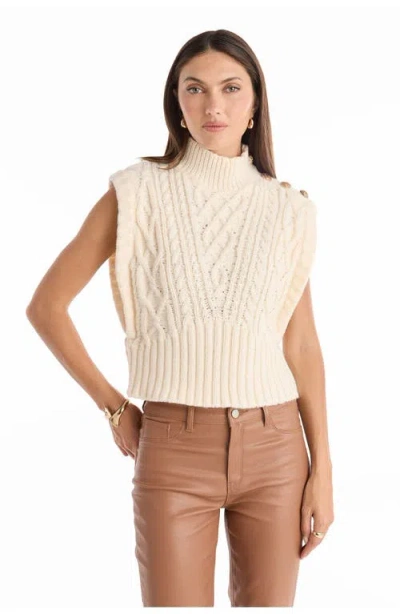 The Noli Shop Raina Cable Knit Button Sweater In Neutral