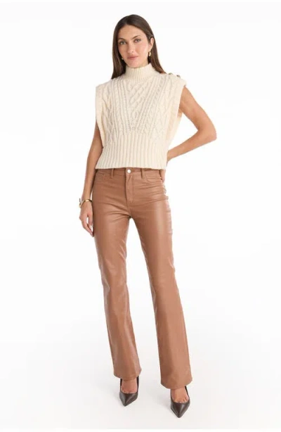 The Noli Shop Raina Cable Knit Button Sweater In Neutral