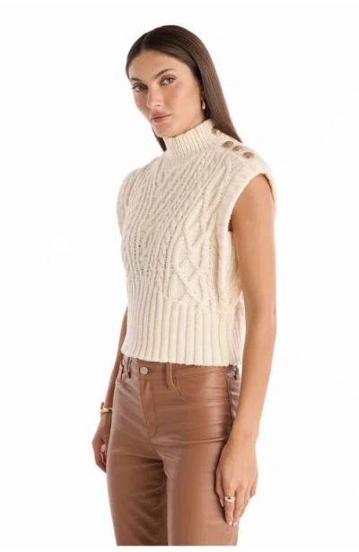The Noli Shop Raina Cable Knit Button Sweater In Neutral