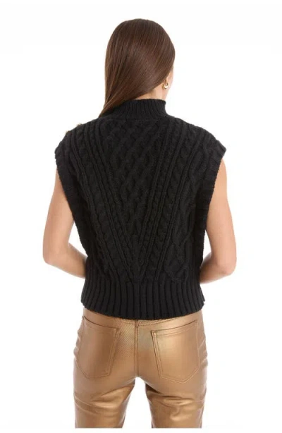 The Noli Shop Raina Cable Knit Button Sweater In Black