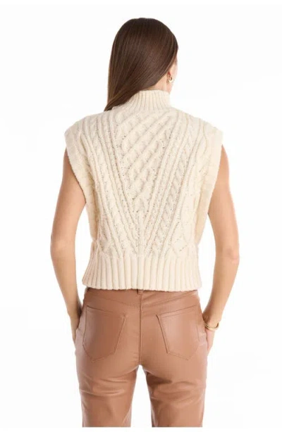 The Noli Shop Raina Cable Knit Button Sweater In Neutral