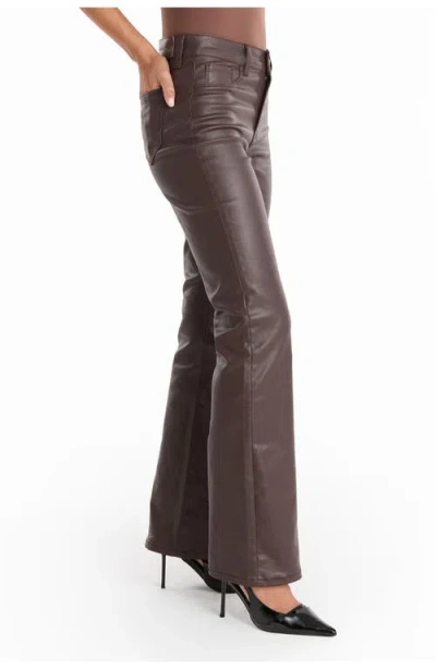 The Noli Shop Aria Coated Flare Jean In Brown