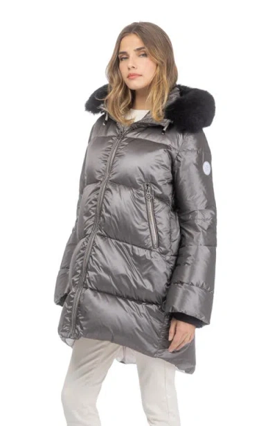 Gorski Apres-ski Horizontal Jacket With Detachable Toscana Lamb Hood Trim In Animal Print
