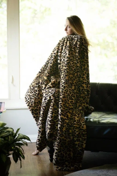 Sea To Me Blankets San Diego Safari Plush Faux Fur Throw Blanket In Brown