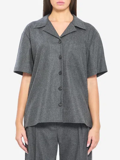 Khaite Womens Storm Riordan Camp-collar Stretch-wool And Cashmere Shirt In Gray
