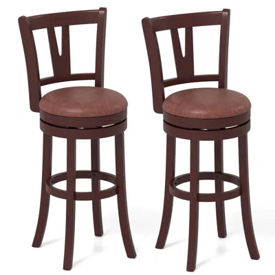 Hivvago Set Of 2 Counter Height Swivel Barstools With High Backs And Footrests