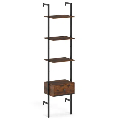 Hivvago 5-tier Ladder Bookcase With Drawer And Metal Frame For Study Home Office