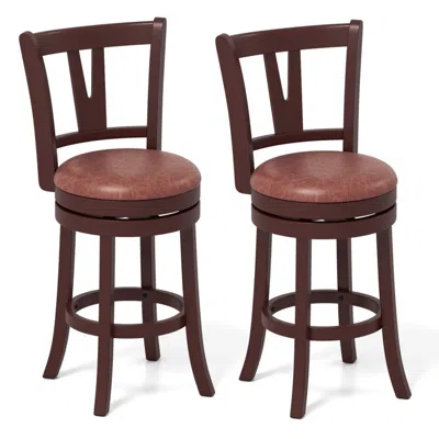 Hivvago Set Of 2 Counter Height Swivel Barstools With High Backs And Footrests