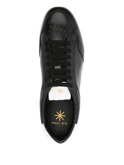Manuel Ritz Perforated Leather Sneakers In Black