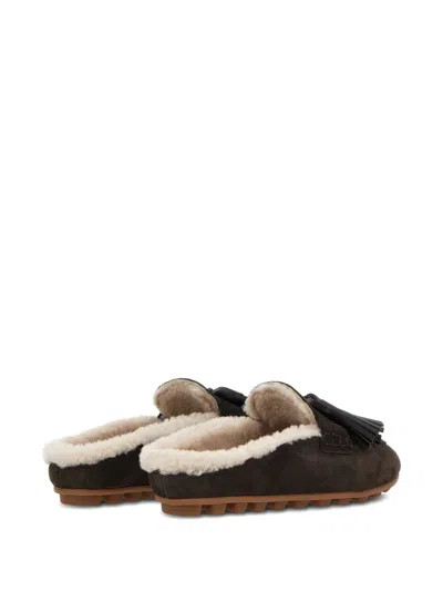 Hogan Suede Slipper Loafer In Black