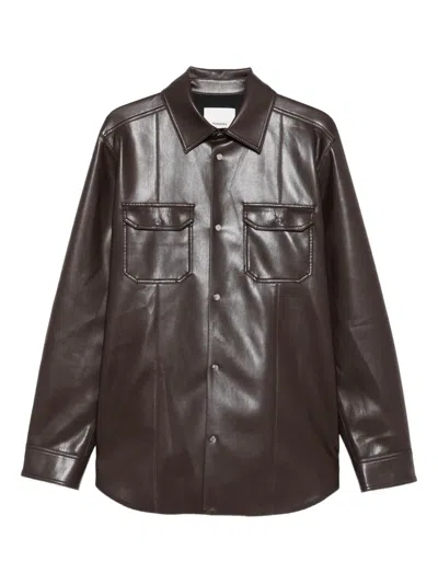 Nanushka Braylo Pintuck Pocket Shirt In Black