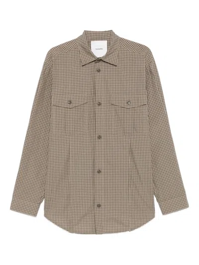 Nanushka Checked Flap-pocket Shirt In Brown