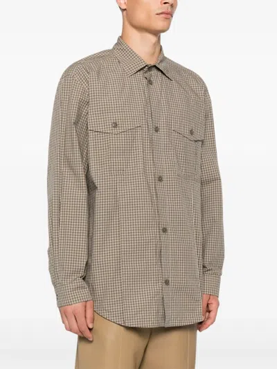 Nanushka Checked Flap-pocket Shirt In Brown