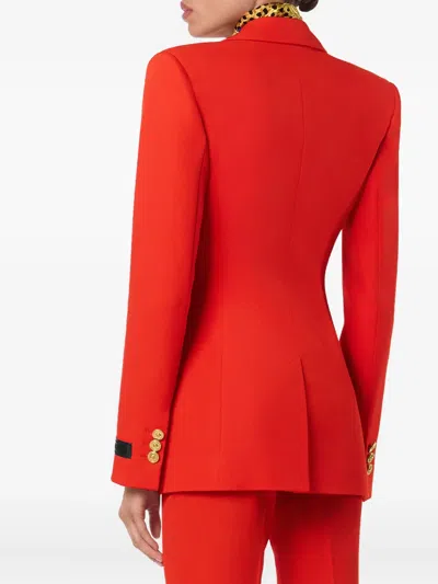 Versace Tailored Stretch Virgin Wool Blazer In Red
