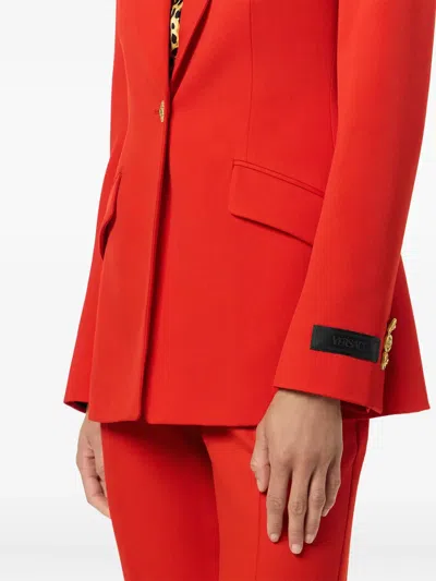 Versace Tailored Stretch Virgin Wool Blazer In Red