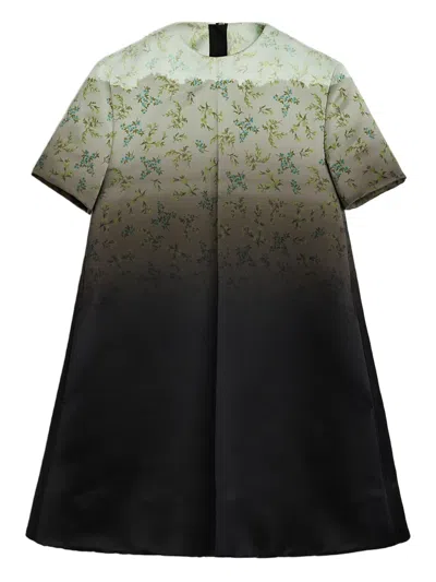 Jil Sander Floral-print Gradient Mini Dress In Green