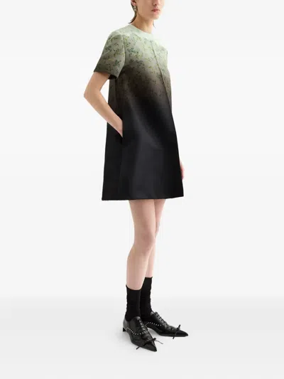 Jil Sander Floral-print Gradient Mini Dress In Green
