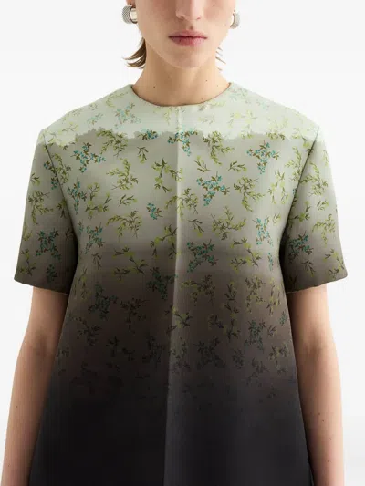 Jil Sander Floral-print Gradient Mini Dress In Green