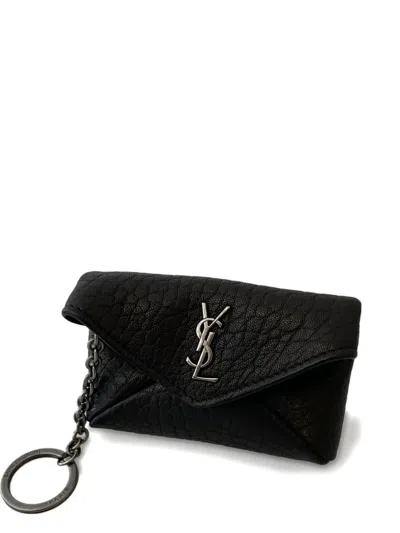 Saint Laurent Keychain Case Envelope Cassandre Black In Black