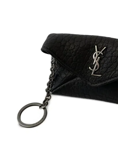 Saint Laurent Keychain Case Envelope Cassandre Black In Black