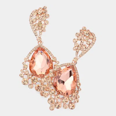 Fashnzfab Chunky Crystal Rhinestone Teardrop Bubble Evening Earrings In Multi