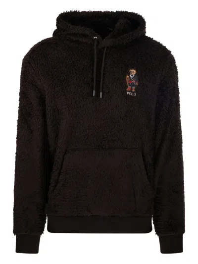Polo Ralph Lauren Polo Bear Embroidered Hoodie In Brown