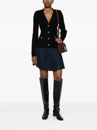 Chiara Boni La Petite Robe Cardigan New Pepper In Viscosa A Costine In Black