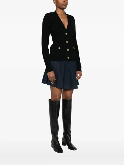 Chiara Boni La Petite Robe Cardigan New Pepper In Viscosa A Costine In Black