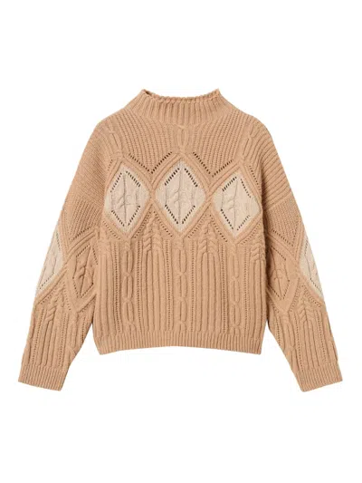 Twinset Wool Blend Intarsia Jumper In Brown