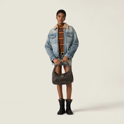 Miu Miu Wander Matelassé Nappa Leather Bag In Brown