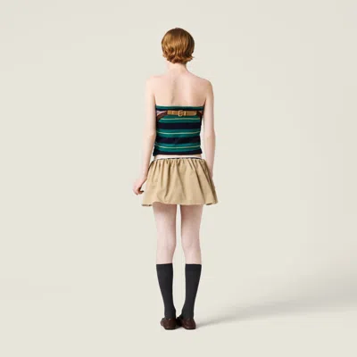 Miu Miu Elasticated-waist Miniskirt In Neutral