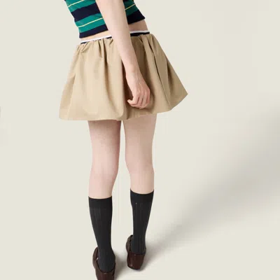 Miu Miu Elasticated-waist Miniskirt In Neutral