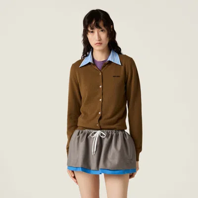 Miu Miu Gabardine Miniskirt In Gray