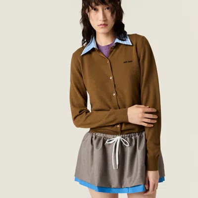 Miu Miu Gabardine Miniskirt In Gray