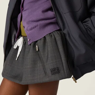 Miu Miu Prince Of Wales Check Mini Skirt In Black