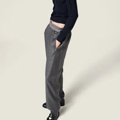 Miu Miu Prince Of Wales Checked Joggers In Animal Print