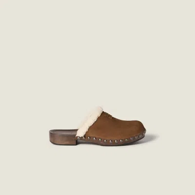 Miu Miu Suede Clogs In Brown
